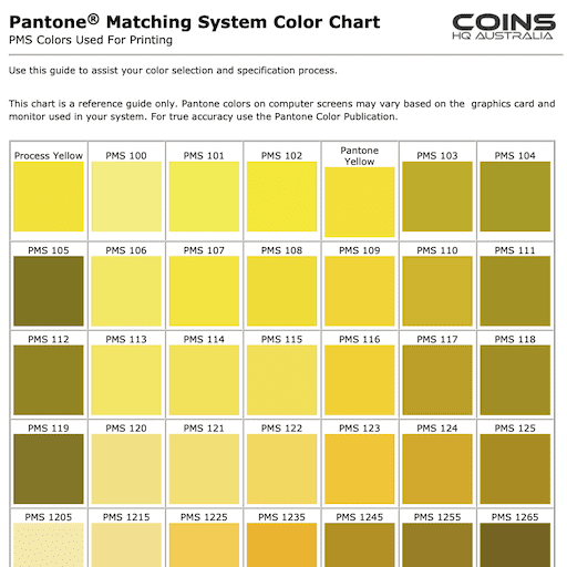 PMS Colour Chart